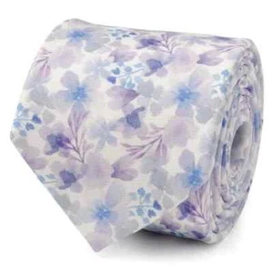 Watercolor Lavender Mix Print Silk Men's Tie - Picture 1 of 5