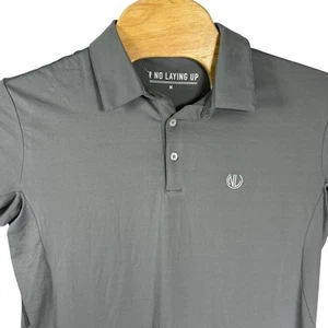 Polo de golf con cuello de manga larga de poliéster/spandex gris medio sin poner para hombre - Imagen 1 de 7