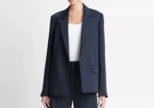 NWT Vince Soft Suiting Single Breasted Women’s Blazer Navy Blue Size - 00 - Picture 1 of 11