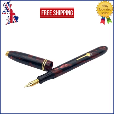 VINTAGE MINI BRITISH FOUNTAIN PEN PINK & BLACK SEMI FLEXIBLE 14K GOLD MEDIUM NIB - Image 1 of 4