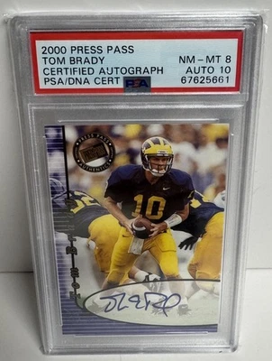 Press Pass Tom Brady 2000 RC PSA 8 certificado automático 10 certificado PSA/DNA Foto 1 de 2
