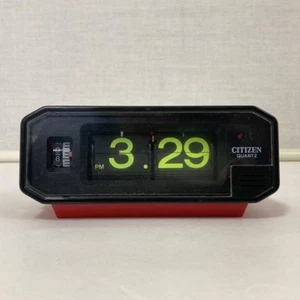 CITIZEN Flip Clock Red Retro Showa Japan Battery Desk Alarm Working - Picture 1 of 12