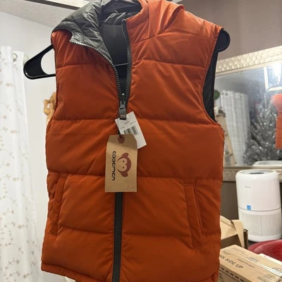 NUEVO CON ETIQUETAS Appaman 2 en 1 Chaleco de Invierno Reversible con Capucha Niños o Niñas 8 Naranja/Gris Foto 1 de 4