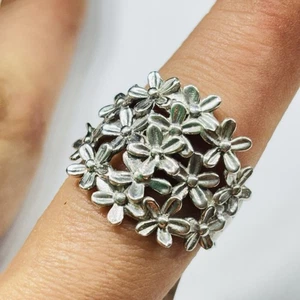 TJC big silver flowers ring UK size U new with tag - Picture 1 of 5