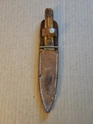 CUCHILLO DE HOJA FIJA DE ACERO AL CARBONO UTICA CUTLERY CO KUTMASTER UTICA NY EE. UU. CON FUNDA UTICA CUTLERY CO Foto 1 de 4