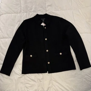 Adrienne Vittadini Womens XS Sweater Jacket Cardigan Gold Buttons Pockets NWT - Picture 1 of 8