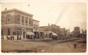 Columbus Junction Iowa ~ North Front Street ~ Lebensmittel ~ Rippey ~ Aufzug ~ 1913 RPPC - Bild 1 von 2