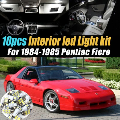 10pc Super White Car Interior LED Light Bulb Kit for 1984-1985 Pontiac Fiero - Image 1 of 4