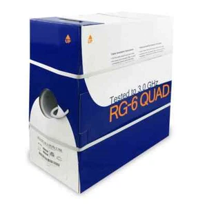 1000Ft RG6 Quad Shield Bare Copper CMR Coax Cable White - Afbeelding 1 van 1