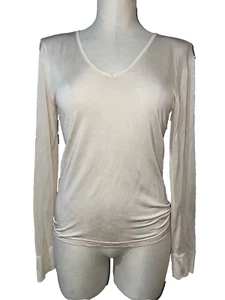 Maglia donna Nordstrom Intimates in seta manica lunga taglia M scollo a scoop - Foto 1 di 8