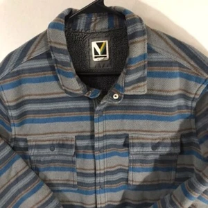 Chaqueta Voyager Chaqueta Para Hombre XL Gris Rayas Sherpa Forrada de Vellón A Presión - Imagen 1 de 12