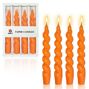 7.5" Elegant Orange Tapered Table Decor Dinner Candles 4-Pack Ombre Cone Candles - Picture 1 of 6