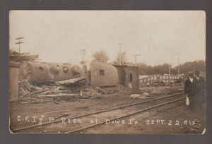 Dows IOWA RPPC 1912 TRAIN WRECK Railroad CRI&P RR RY Rock Island nr Latimer #3 - Picture 1 of 3