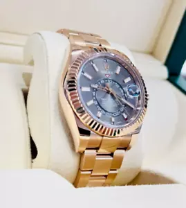 Rolex Sky-Dweller 326935 EverRose Gold Grey Rhodium Dial 42 PreOwned B/P - Picture 1 of 12