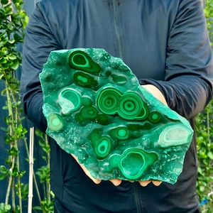 3.1LB Natural glossy malachite cat eye transparent cluster rough mineral Sample - Picture 1 of 13