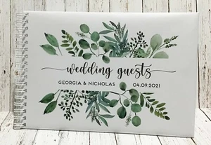 Personalised Guest Book 'Botanical' design in 2 Sizes + Optional Sign - Picture 1 of 7