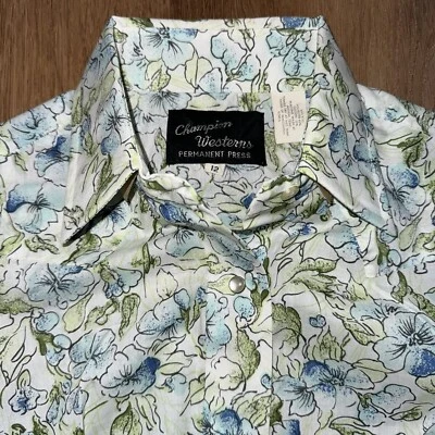 Camisa Champion Pearl Snap De Colección Floral Occidental Rockabilly Disco Años 60 70 Para Mujer 12 Foto 1 de 4