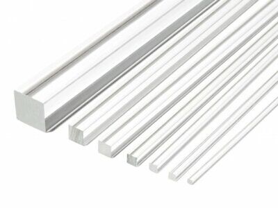 Square Clear Acrylic Rod Solid Perspex Plastic Bar Profile 500mm Long Lengths • 12.16£