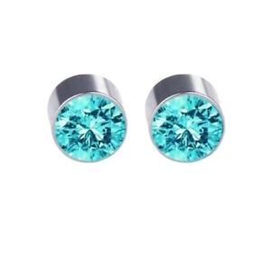 Pair Clip On Non Piercing Magnetic Multicolor 5mm CZ Stud Earrings Men Women