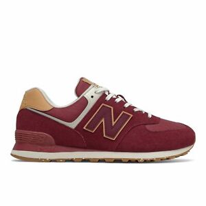 New Balance Men's 574 Shoes Red with Off White