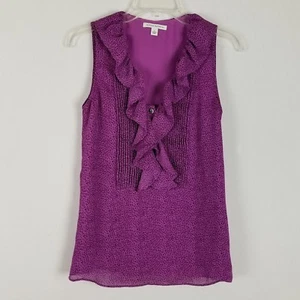 Banana Republic womens sleeveless professional ruffled polyester blouse size 0 - Picture 1 of 6