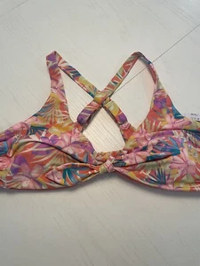 NWT Time and Tru Women's TOP ONLY Swim Floral Neon Bikini Top Sz 3X Cross Back - Picture 1 of 8
