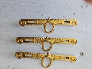 Antique Set of 3 G W McGill Brass suspending brace Pat 1872 paper clip bradNR
