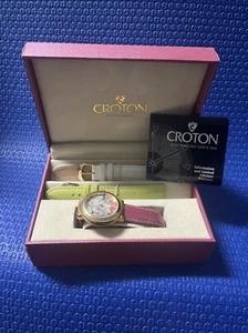 New Batt. CROTON Rare Scene Enamel Bird Flower Watch Set Additional Watch Straps - Picture 1 of 6