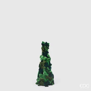 EDG Enzo De Gasperi Decoro Fiocchi Di Natale Cono H 80 Cm D 35 Cm Velluto Verde - Imagen 1 de 3
