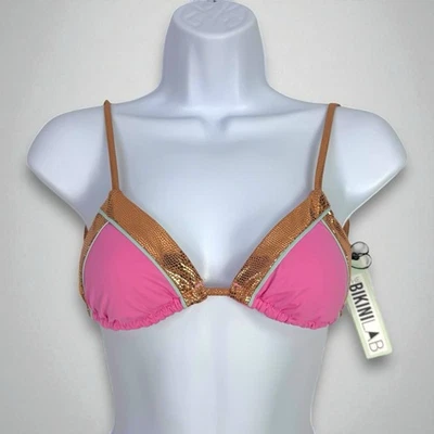 NWT - The Bikini Lab Pink & Metallic Triangle String Bikini Top - XXS - Image 1 of 4