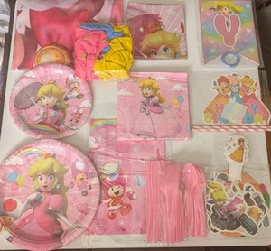 Princess Peach Birthday Party Supply Decorations 129pcsMB+TS - Picture 1 of 12
