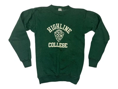 SUDADERA UNIVERSITARIA HIGHLINE VERDE SEATTLE CHAMPION-TAG de colección años 70 gimnasio niño juventud M/L Foto 1 de 4