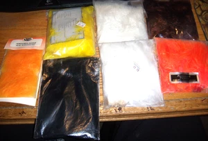 6 Packs Marabou Feathers & 2 PACK WARSI SPARKLIE DUBBIMG for Fly Tying - - Picture 1 of 2