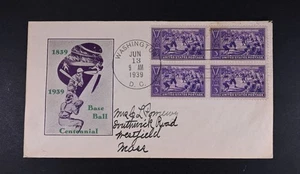 Jun 13 1939 2nd Day FDC USA Scott # 855 Cachet F-VF Cover Baseball Washington DC - Picture 1 of 2