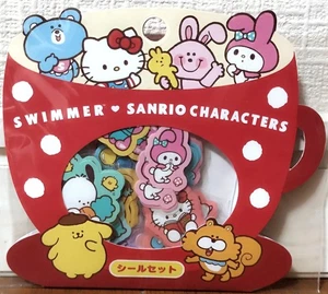 SWIMMER x Sanrio Character Flake Sticker 80 Hello Kitty My Melody Pochacco JAPAN - Picture 1 of 2