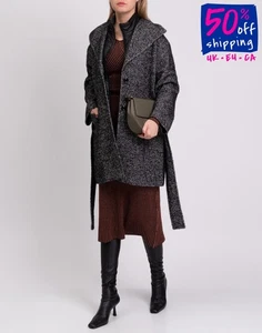 RRP€290 LUCREZIA T Coat Plus Size 43 US14 UK18 L Alpaca & Wool Blend Two-Tone - Picture 1 of 10