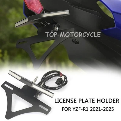 Soporte de marco de matrícula de luz trasera LED para Yamaha YZF-R1 YZF R1 2021-2025 Foto 1 de 4