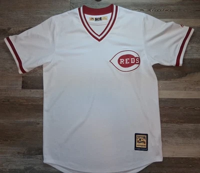 Camiseta deportiva Majestic Cool Base Cincinnati Reds Cooperstown Throwback blanca talla M Foto 1 de 4