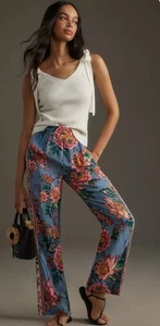 NWT Farm Rio Anthropologie Wonderful Bouquet Pull-On Pants Lightweight Size SM - Picture 1 of 6