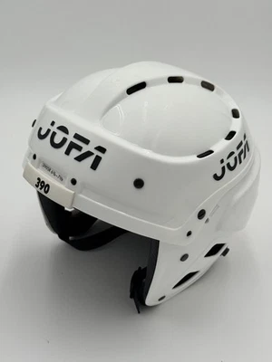 Capacete de hóquei no gelo JOFA 390 SR branco 6 3/4 - 7 3/8 Suécia vintage tamanho 55-62 - Imagem 1 de 4
