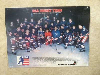 Rare Vtg 1980 USA Olympic Hockey Team Photo Poster Print Northland 21.5" x 15.7" - Image 1 of 4