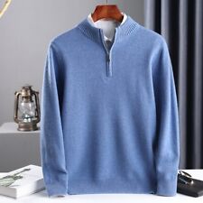 2023 Men's Knitted Oversized Top 100% Wool Half High Collar Thick Pullover Top