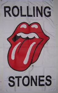 New WHITE VERTICAL ROLLING STONES ROCK BAND SINGER 3x5ft FLAG superior US seller - Picture 1 of 4