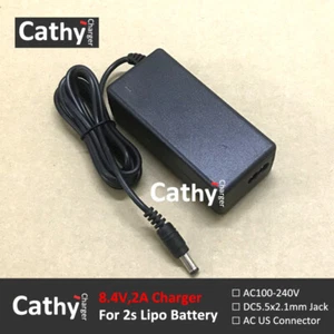 Caricabatterie intelligente agli ioni di litio US 8,4 V 2A Lipo con spina DC 5,5*2,1 mm - Foto 1 di 11