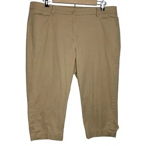 Talbots Pants 16 Petite Perfect Skimmer Chino Khaki Capri Stretch 18.5” Inseam - Picture 1 of 12
