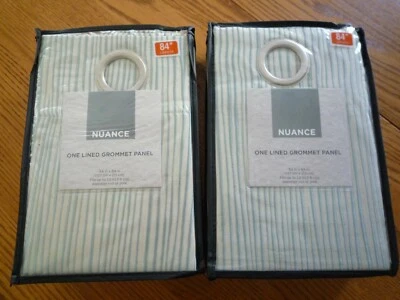 2 Nuance Blue Lined Grommet Panels 54" x 84" Each by Zorlu USA Machine Wash Dry - Image 1 of 4