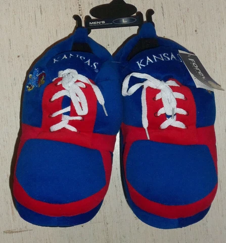 NWT MENS NCAA KU KANSAS JAYHAWKS Micro Fleece LACE UP Slippers  SIZE XL (13-14) Cover