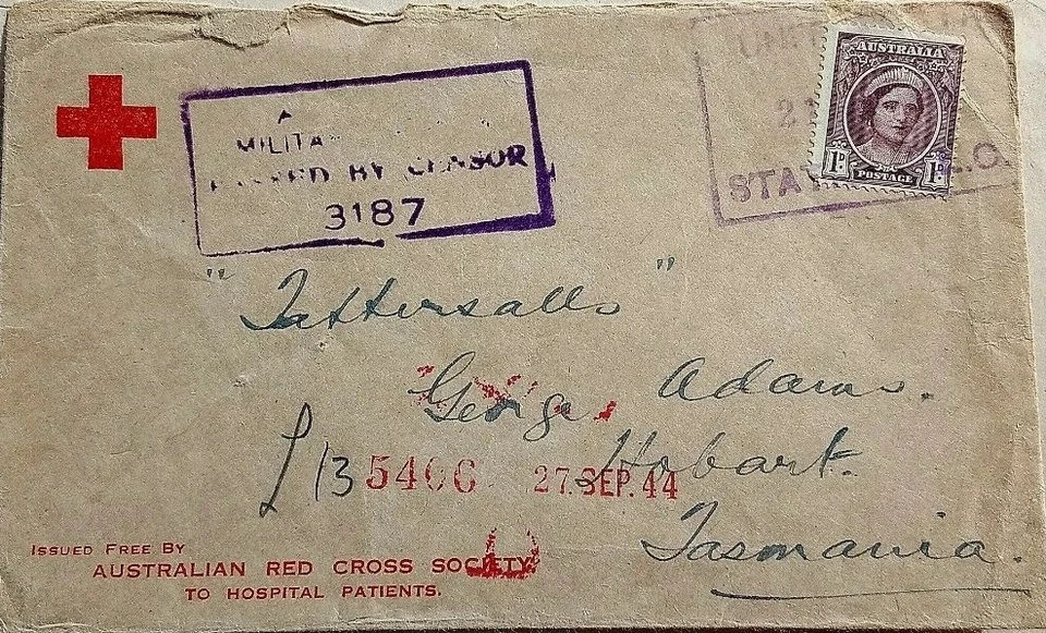 AUSTRALIA 1944 RED CROSS COVER WITH UNIT POSTAL STATION E. L. C. POSTMARK - Image 1 of 1