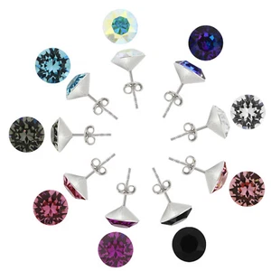 Sterling Silver Chaton Stud Posts made with 1088 10mm Primero® Crystals - Picture 1 of 6
