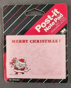 Vintage Post It Notizblock 1990 NOS Merry Christmas Santa Mouse - Bild 1 von 3